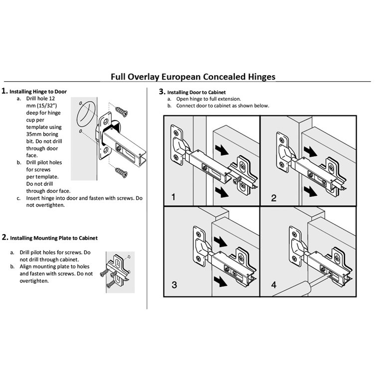 Berta 105 Degree Full Overlay Frameless Concealed Hinges